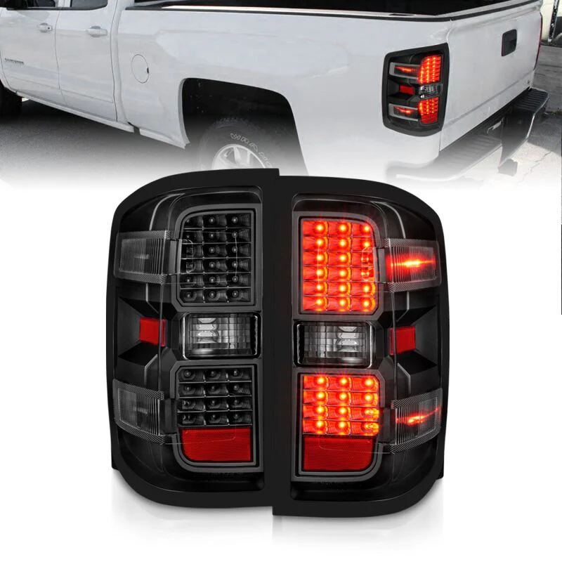 ANZO 15-19 Chevy Silverado 2500HD/3500HD (Factory Halogen Only) LED Tail Lights Black w/Clear Lens - Image 2
