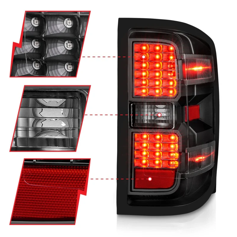 ANZO 15-19 Chevy Silverado 2500HD/3500HD (Factory Halogen Only) LED Tail Lights Black w/Clear Lens - Image 6