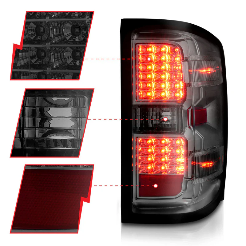 ANZO 15-19 Chevy Silverado 2500HD/3500HD (Factory Halogen Only) LED Tail Lights Smoke w/Clear Lens - Image 13