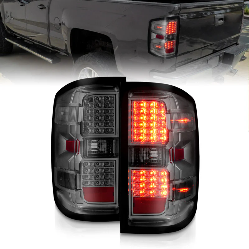 ANZO 15-19 Chevy Silverado 2500HD/3500HD (Factory Halogen Only) LED Tail Lights Smoke w/Clear Lens - Image 2