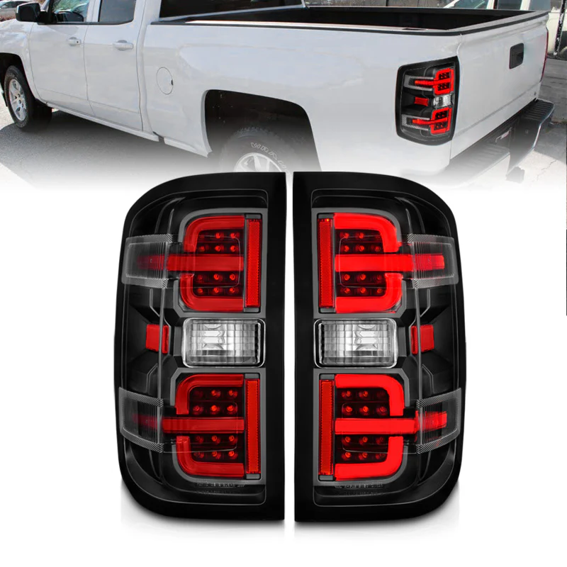 ANZO 15-19 Chevy Silverado 2500HD/3500HD (Halgn Only) LED Tail Lights w/Black Light Bar & Clear Lens - Image 2
