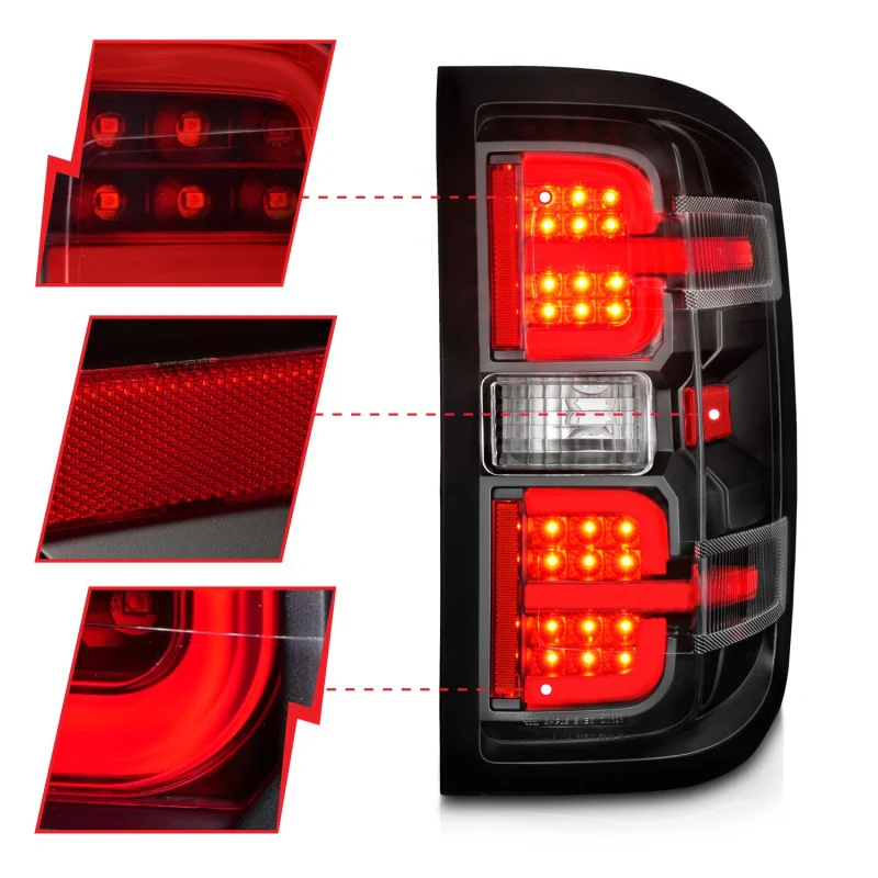 ANZO 15-19 Chevy Silverado 2500HD/3500HD (Halgn Only) LED Tail Lights w/Black Light Bar & Clear Lens - Image 4