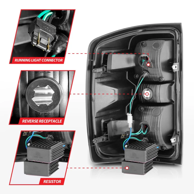 ANZO 15-19 Chevy Silverado 2500HD/3500HD (Halgn Only) LED Tail Lights w/Black Light Bar & Clear Lens - Image 7