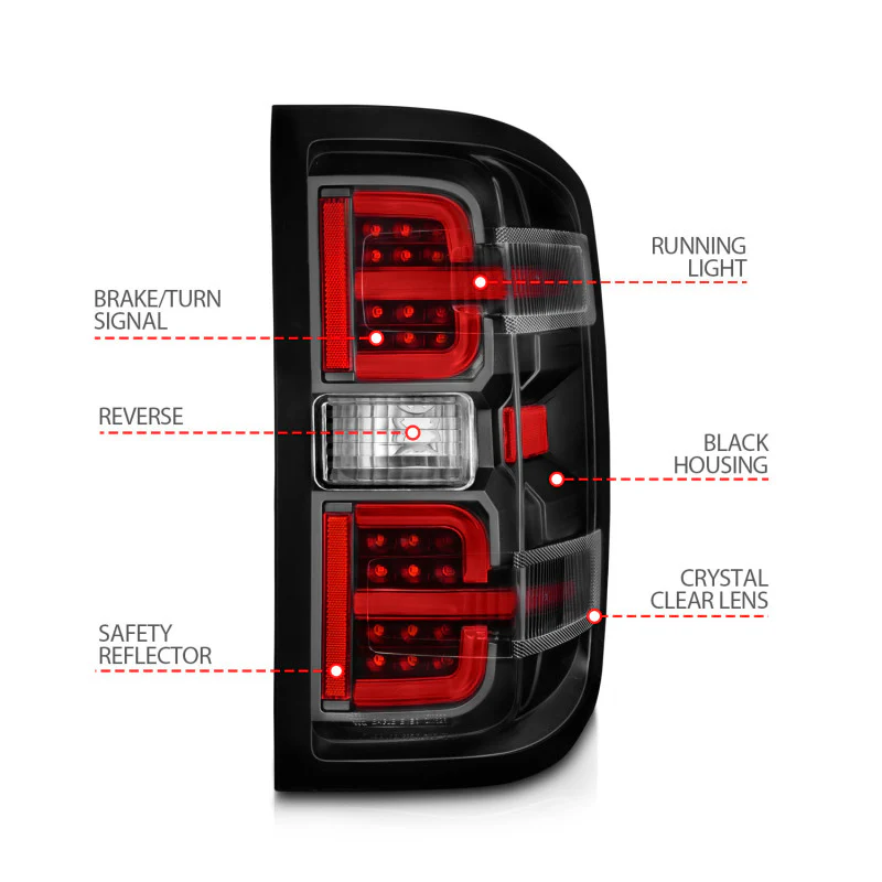ANZO 15-19 Chevy Silverado 2500HD/3500HD (Halgn Only) LED Tail Lights w/Black Light Bar & Clear Lens - Image 8
