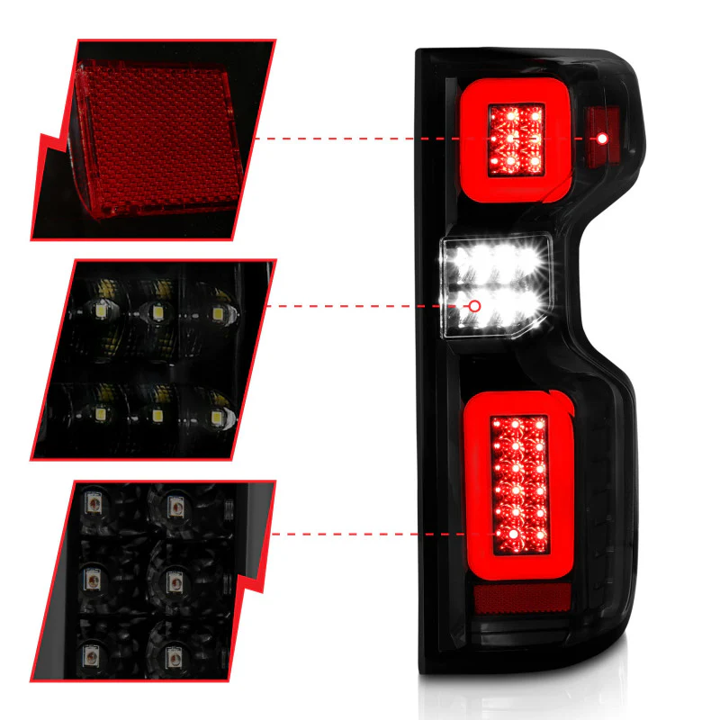 ANZO 19-21 Chevy Silverado Full LED Taillights Black Housing Smoke Lens G2 (w/C light Bars) - Image 11