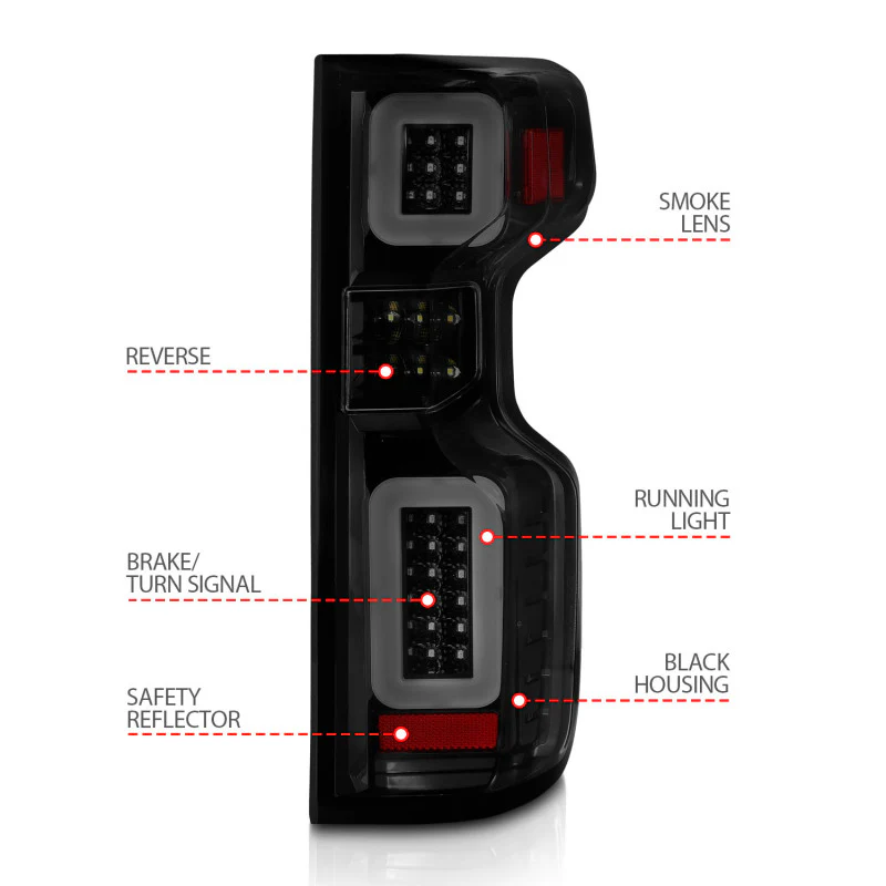 ANZO 19-21 Chevy Silverado Full LED Taillights Black Housing Smoke Lens G2 (w/C light Bars) - Image 13