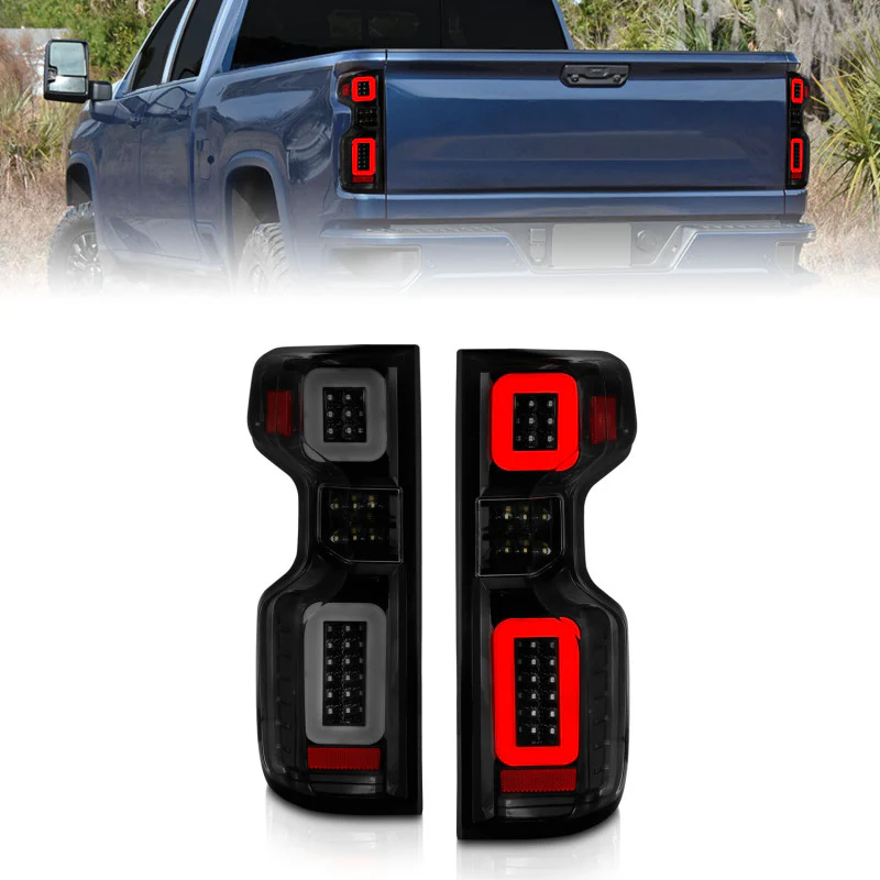 ANZO 19-21 Chevy Silverado Full LED Taillights Black Housing Smoke Lens G2 (w/C light Bars) - Image 2