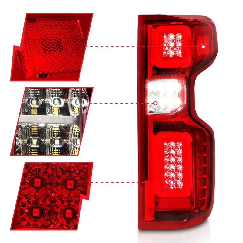 ANZO 19-21 Chevy Silverado Full LED Taillights Chrome Housing Red/Clear Lens G2 (w/C light Bars) - Image 12