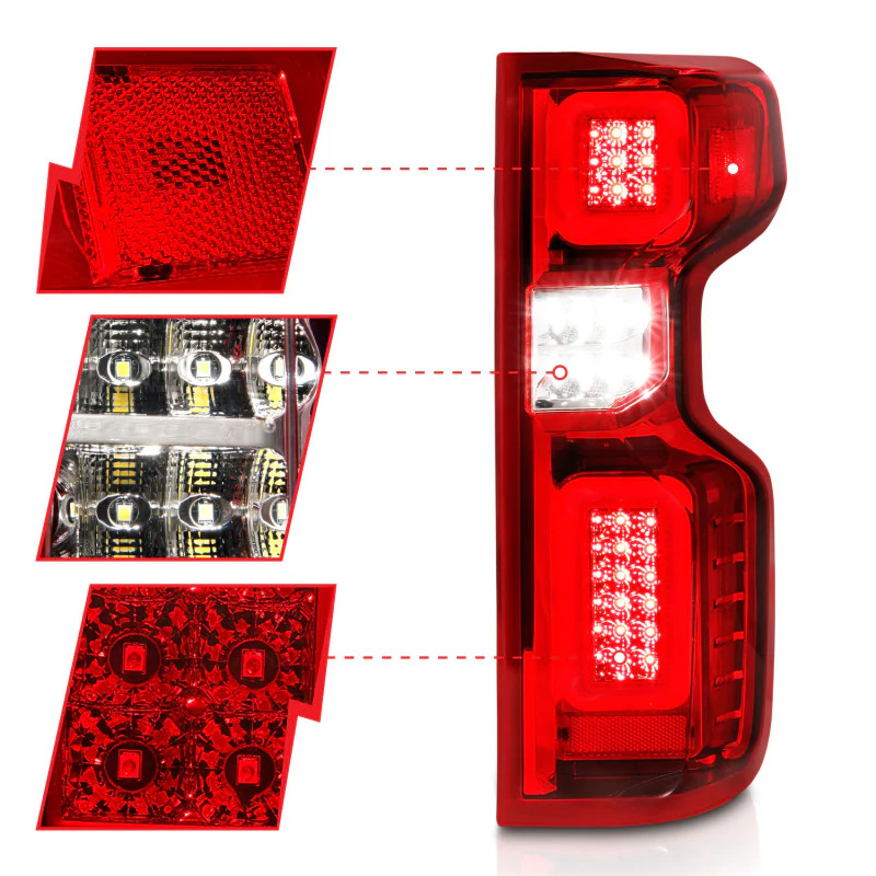 ANZO 19-21 Chevy Silverado Work Truck Full LED Taillights Chrome Housing Red Lens G2(w/C light Bars) - Image 4