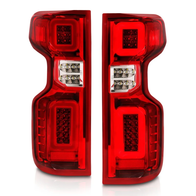 ANZO 19-21 Chevy Silverado Work Truck Full LED Taillights Chrome Housing Red Lens G2(w/C light Bars) - Image 8