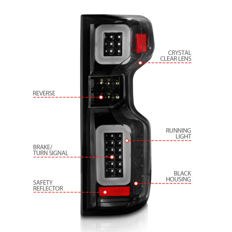 ANZO 19-21 Chevy Silverado Work Truck Full LED Taillights Blk Housing Clear Lens G2 (w/C light Bars) - Image 12
