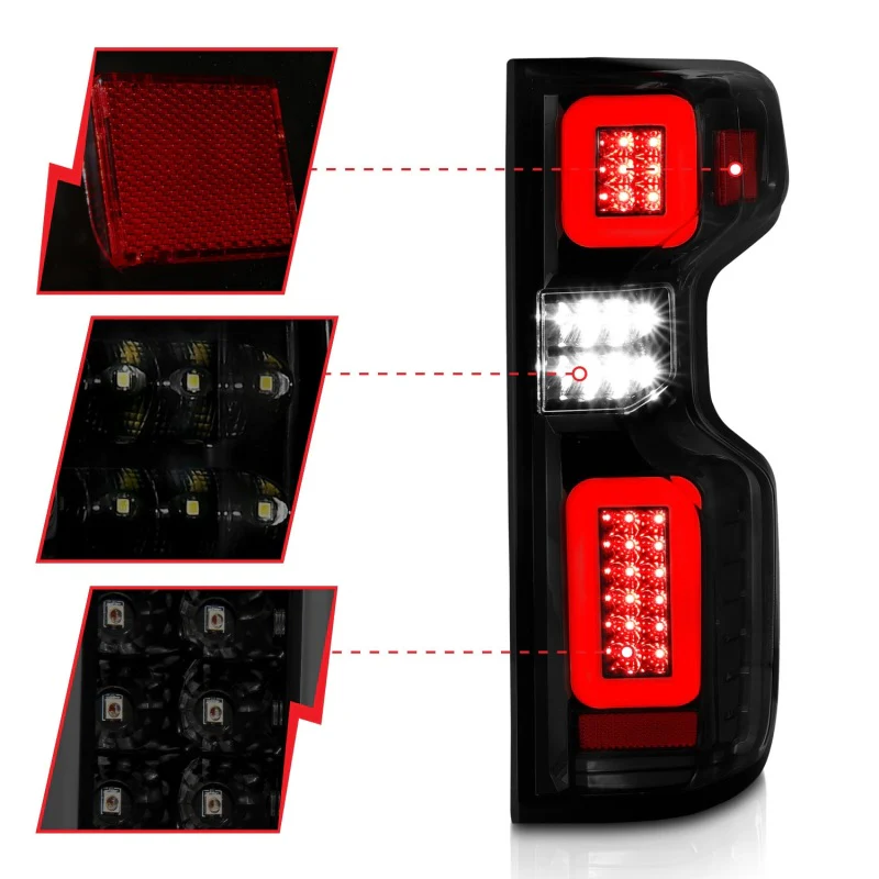 ANZO 19-21 Chevy Silverado Work Truck Full LED Taillights Blk Housing Smoke Lens G2 (w/C light Bars) - Image 3