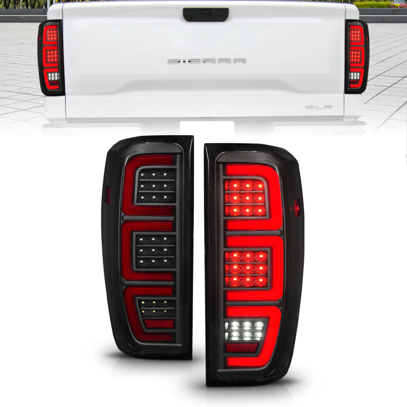 ANZO 19-23 GMC Sierra 1500/2500HD/3500HD Smoke Black Replacement Full LED Bar Tail Light - Image 2