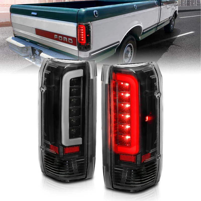 ANZO 1987-1996 Ford F-150 LED Taillights Black Housing Clear Lens (Pair) - Image 2