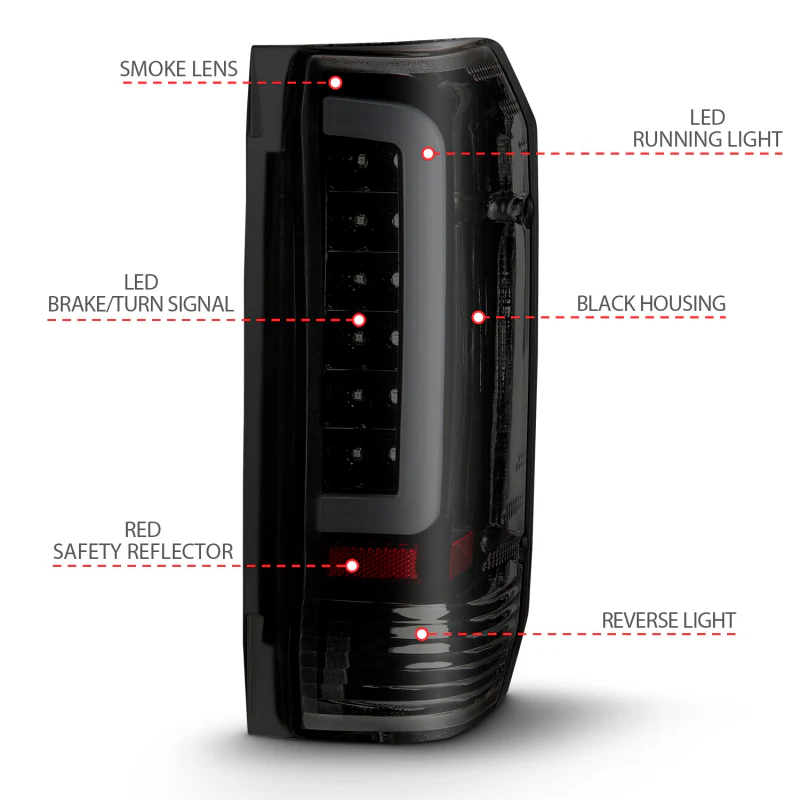 ANZO 1987-1996 Ford F-150 LED Taillights Black Housing Smoke Lens (Pair) - Image 11