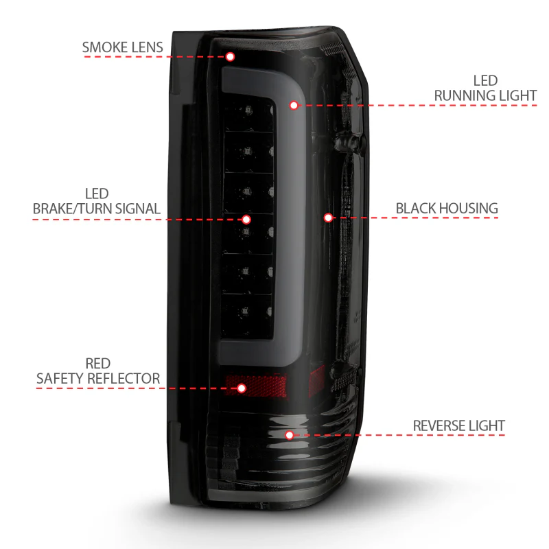 ANZO 1987-1996 Ford F-150 LED Taillights Black Housing Smoke Lens (Pair) - Image 13