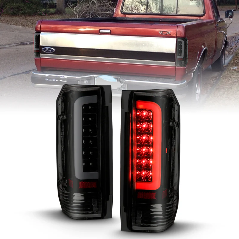 ANZO 1987-1996 Ford F-150 LED Taillights Black Housing Smoke Lens (Pair) - Image 2