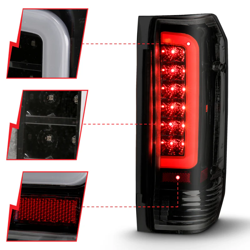 ANZO 1987-1996 Ford F-150 LED Taillights Black Housing Smoke Lens (Pair) - Image 9