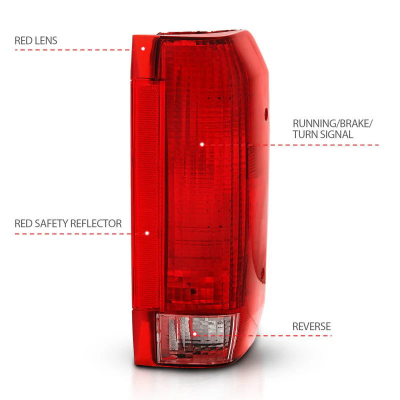 ANZO 1992-1996 Ford Bronco Taillight Red/Clear Lens (OE Replacement) - Image 8
