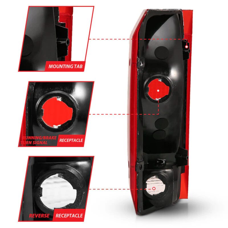ANZO 1992-1996 Ford Bronco Taillight Red/Clear Lens (OE Replacement) - Image 9