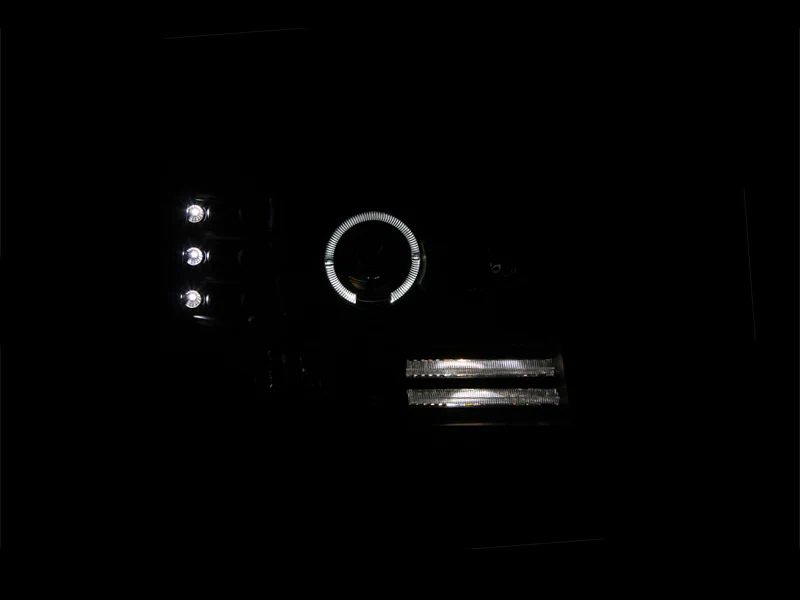 ANZO 1992-1996 Ford F-150 Projector Headlights w/ Halo Black w/ Side Markers and Parking Lights - Image 4