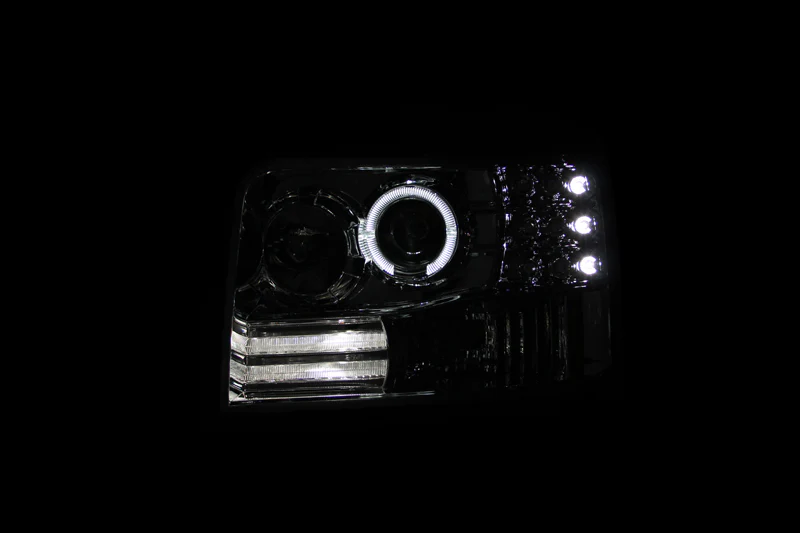 ANZO 1992-1996 Ford F-150 Projector Headlights w/ Halo Chrome w/ Side Markers and Parking Lights - Image 6
