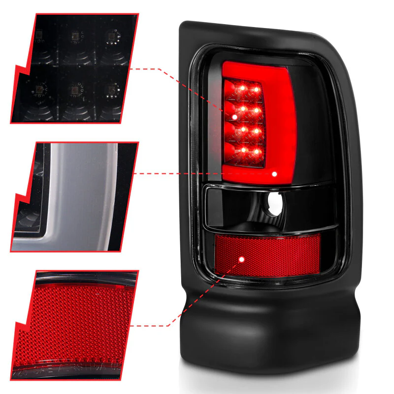 ANZO 1994-2001 Dodge Ram 1500 LED Taillights Plank Style Black w/Clear Lens - Image 10