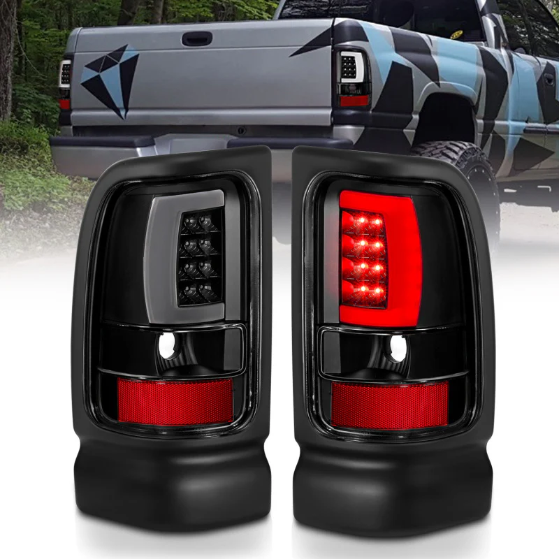 ANZO 1994-2001 Dodge Ram 1500 LED Taillights Plank Style Black w/Clear Lens - Image 2