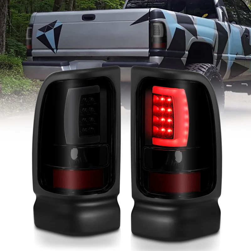 ANZO 1994-2001 Dodge Ram 1500 LED Taillights Plank Style Black w/Smoke Lens - Image 2