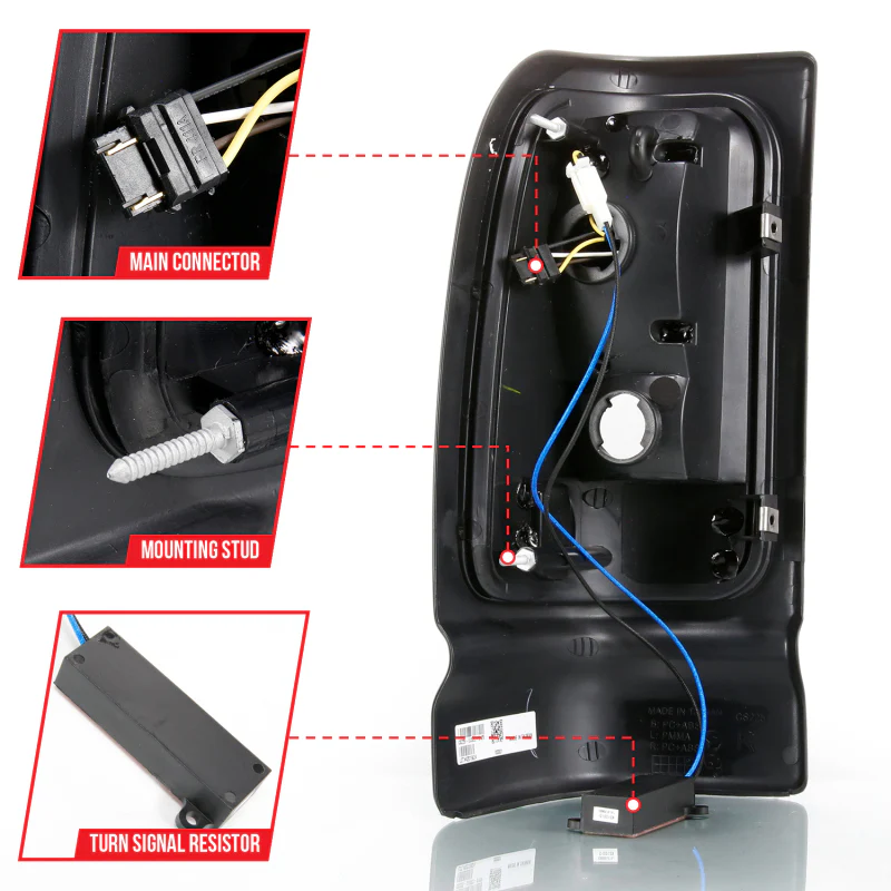 ANZO 1994-2001 Dodge Ram 1500 LED Taillights Plank Style Black w/Smoke Lens - Image 4