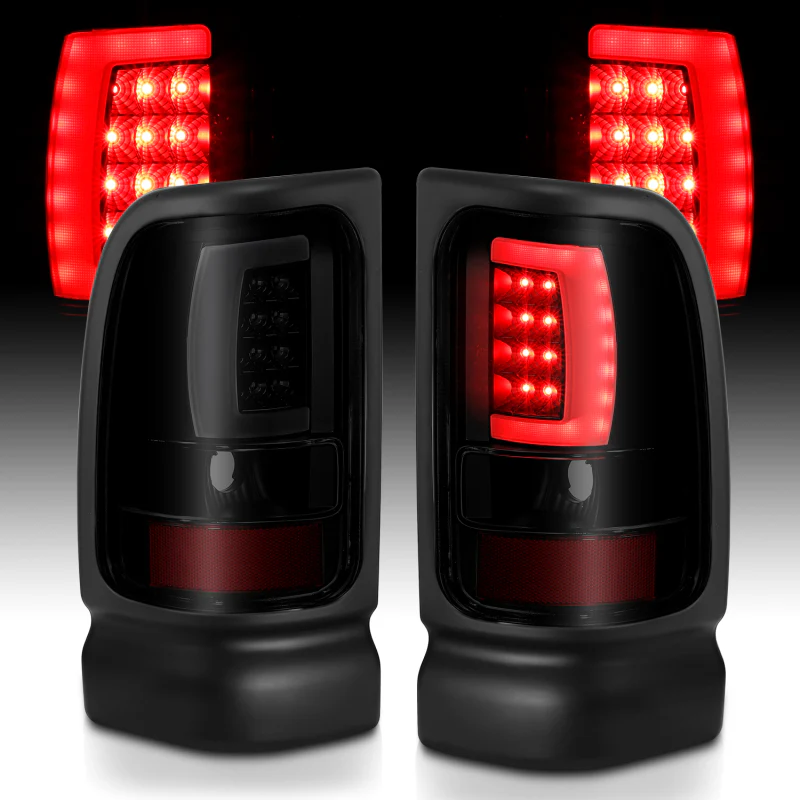 ANZO 1994-2001 Dodge Ram 1500 LED Taillights Plank Style Black w/Smoke Lens - Image 8