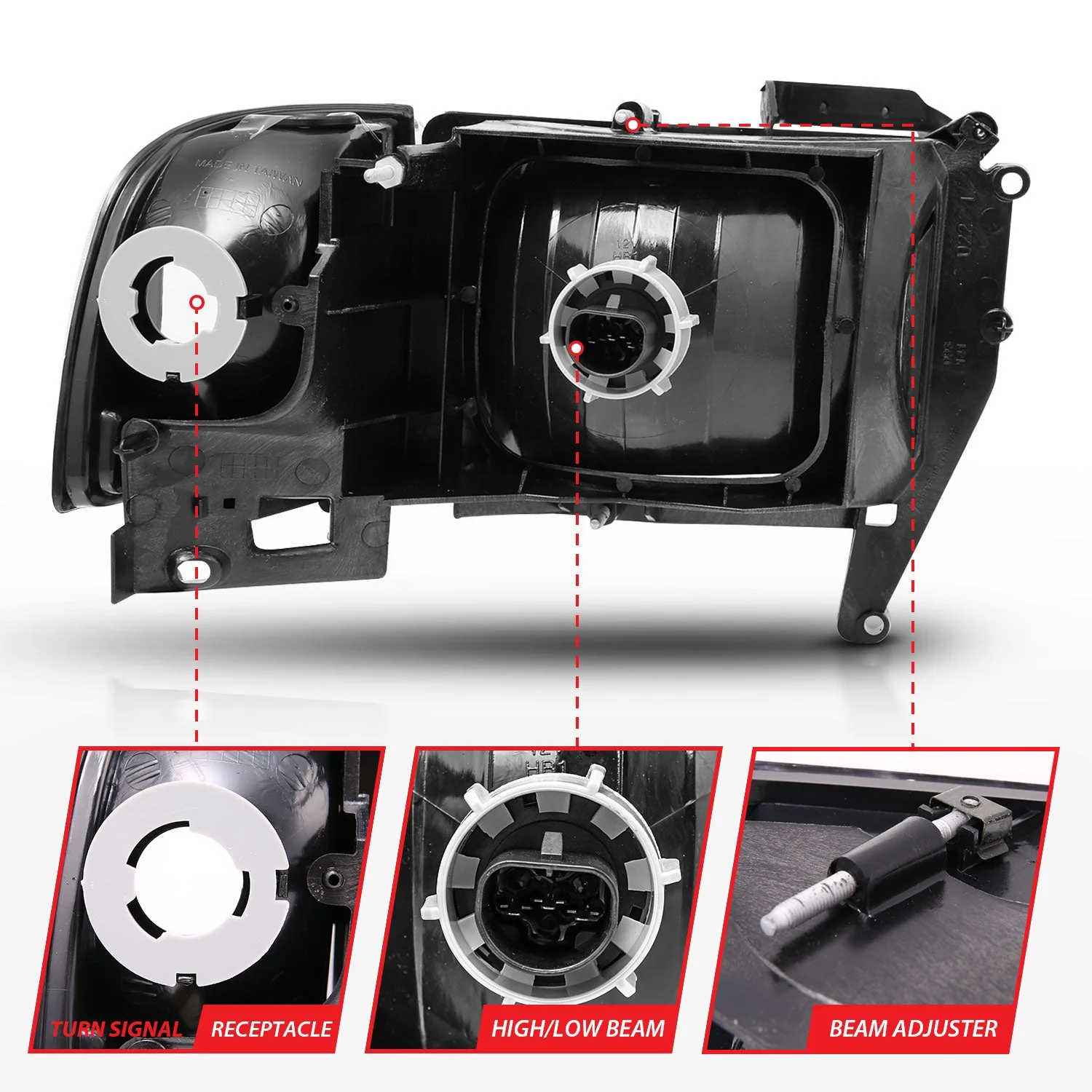 ANZO 1994-2001 Dodge Ram Crystal Headlights Black - Image 2
