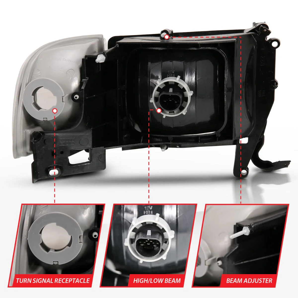 ANZO 1994-2001 Dodge Ram Crystal Headlights Chrome - Image 2
