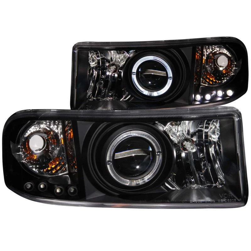 ANZO 1994-2001 Dodge Ram Projector Headlights w/ Halo Black - Image 2