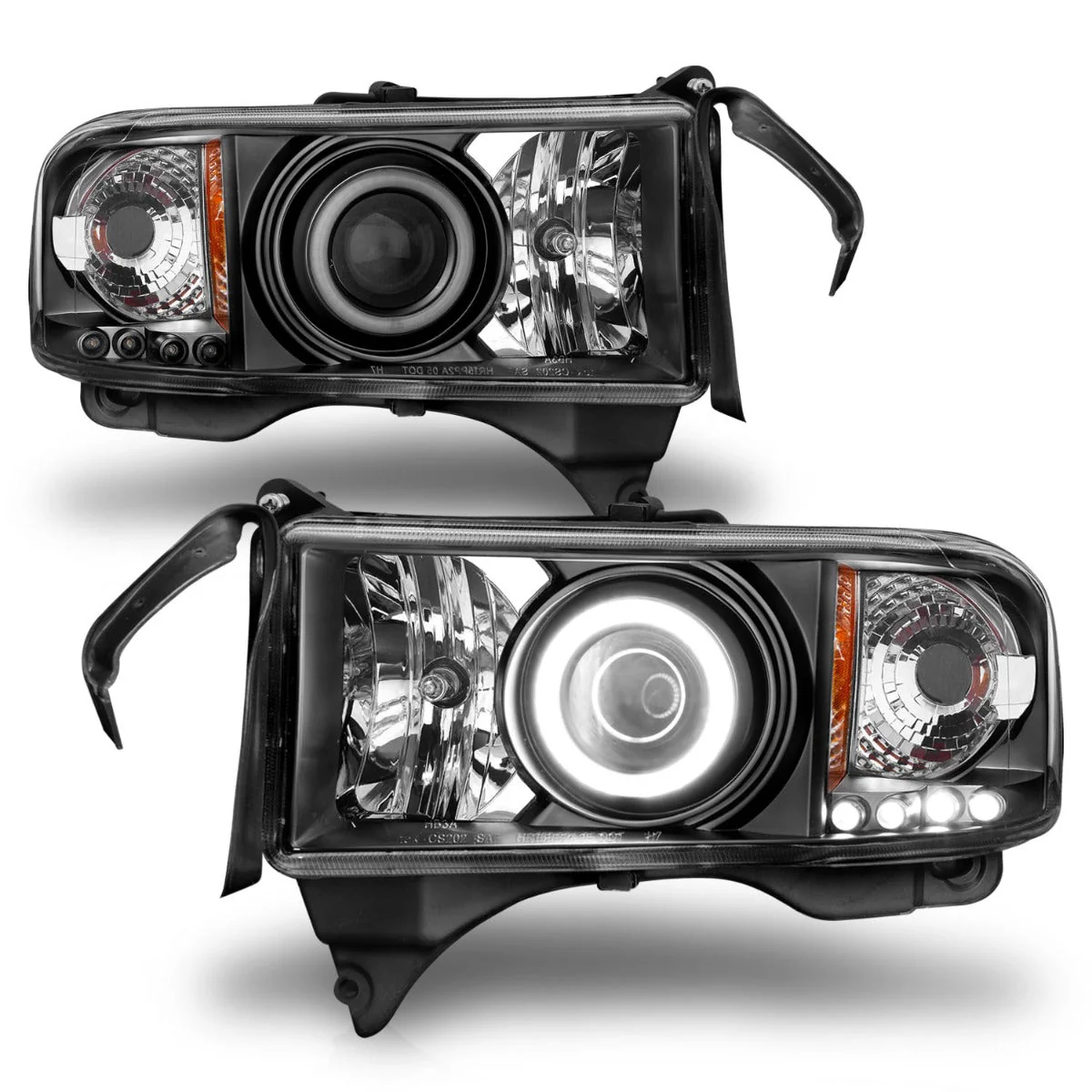 ANZO 1994-2001 Dodge Ram Projector Headlights w/ Halo Black