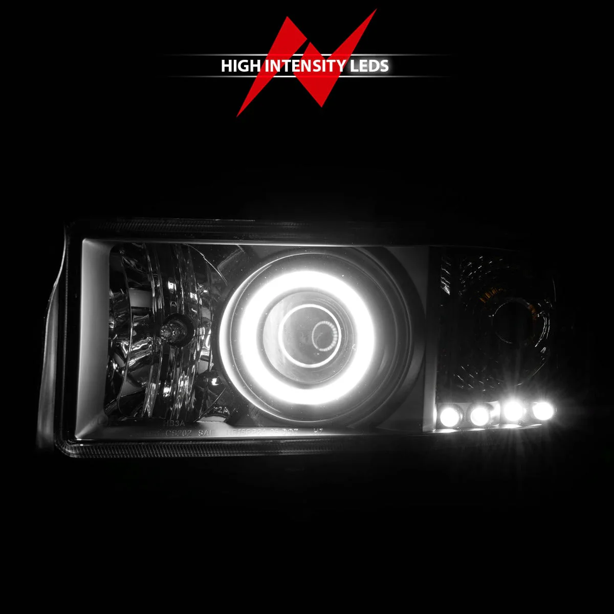 ANZO 1994-2001 Dodge Ram Projector Headlights w/ Halo Black - Image 3