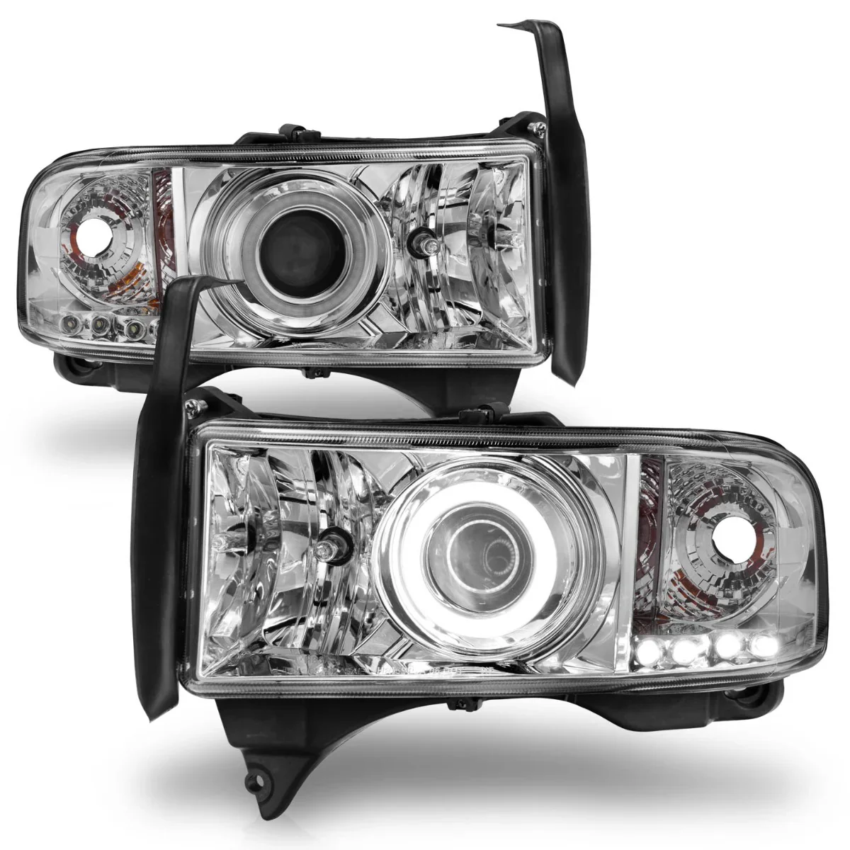 ANZO 1994-2001 Dodge Ram Projector Headlights w/ Halo Chrome