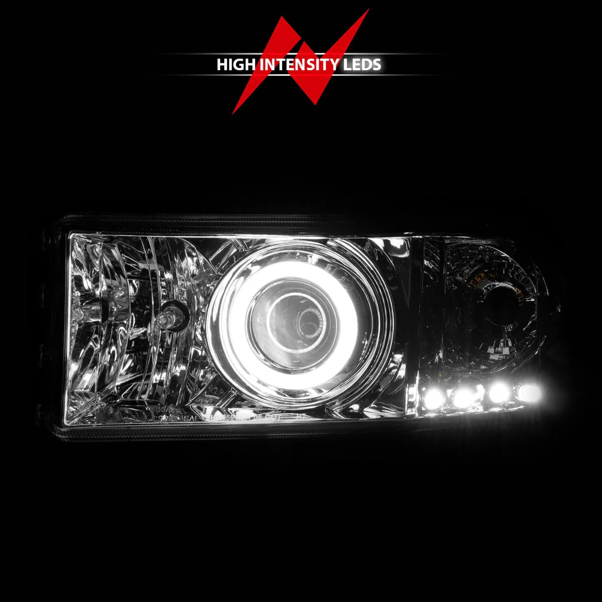 ANZO 1994-2001 Dodge Ram Projector Headlights w/ Halo Chrome - Image 3