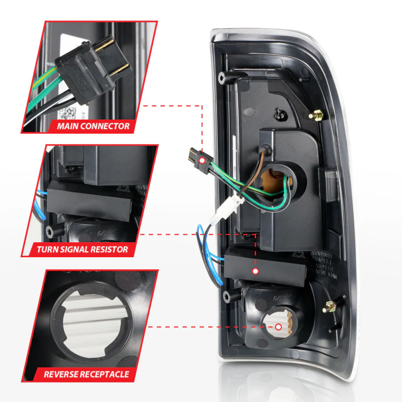 ANZO 1997-2003 Ford F-150 LED Tail Lights w/ Light Bar Black Housing Clear Lens - Image 12
