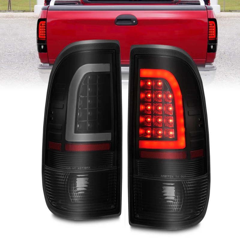ANZO 1997-2003 Ford F-150 LED Tail Lights w/ Light Bar Black Housing Smoke Lens - Image 2