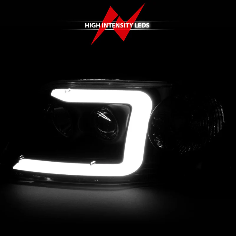 ANZO 1997-2003 Ford F-150 Projector Headlights w/ Light Bar Black Housing - Image 5