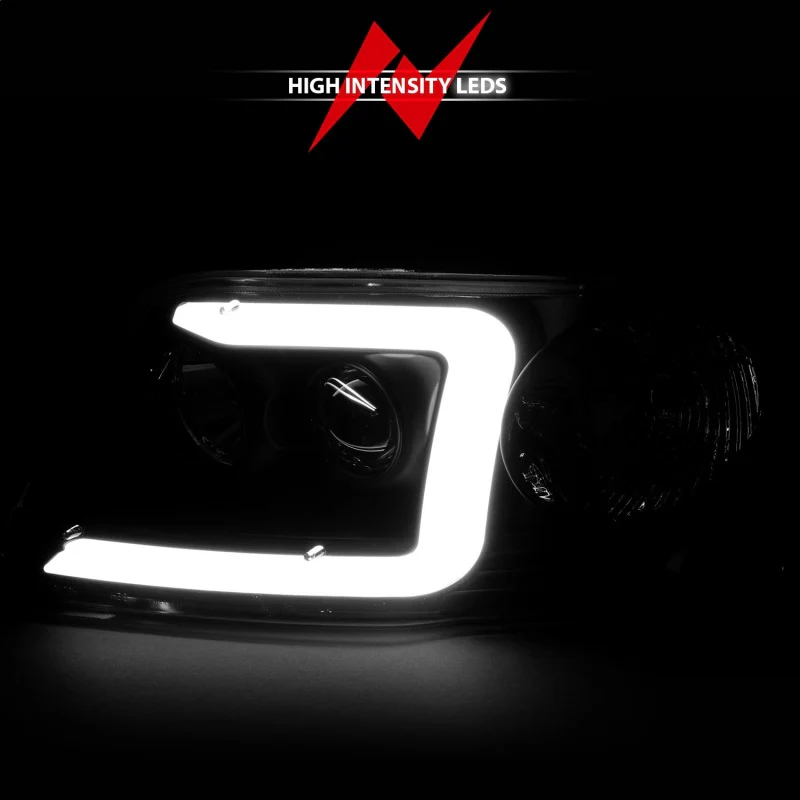 ANZO 1997-2003 Ford F-150 Projector Headlights w/ Light Bar Chrome Housing - Image 7
