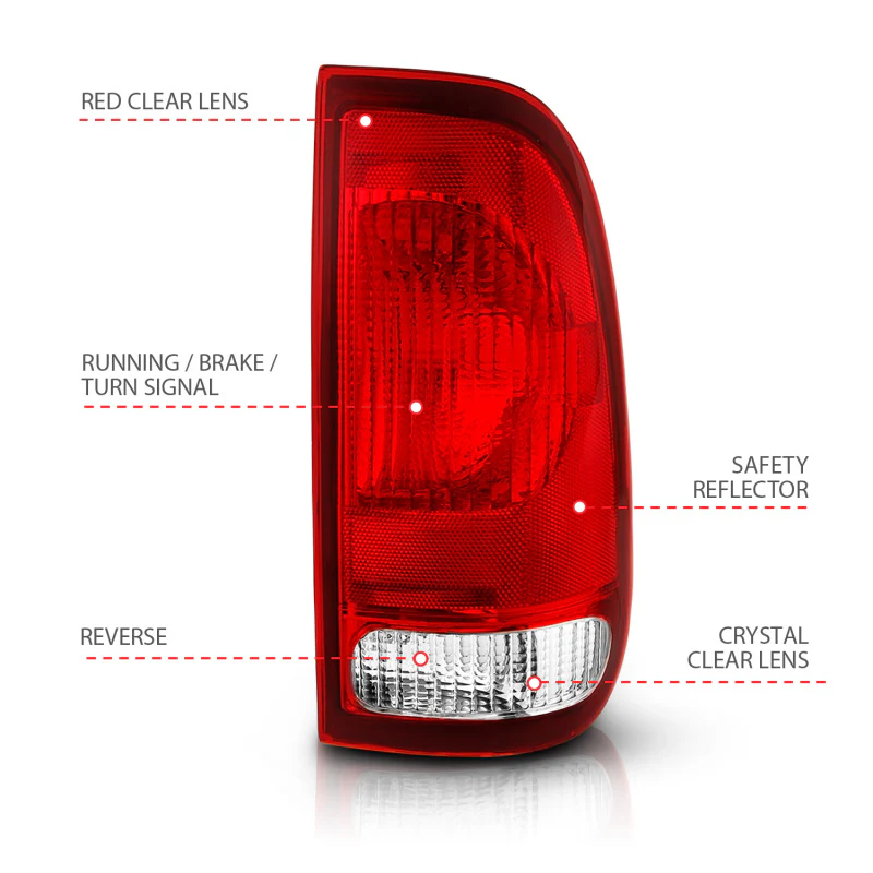 ANZO 1997-2003 Ford F-150 Taillight Red/Clear Lens (OE Replacement) - Image 4