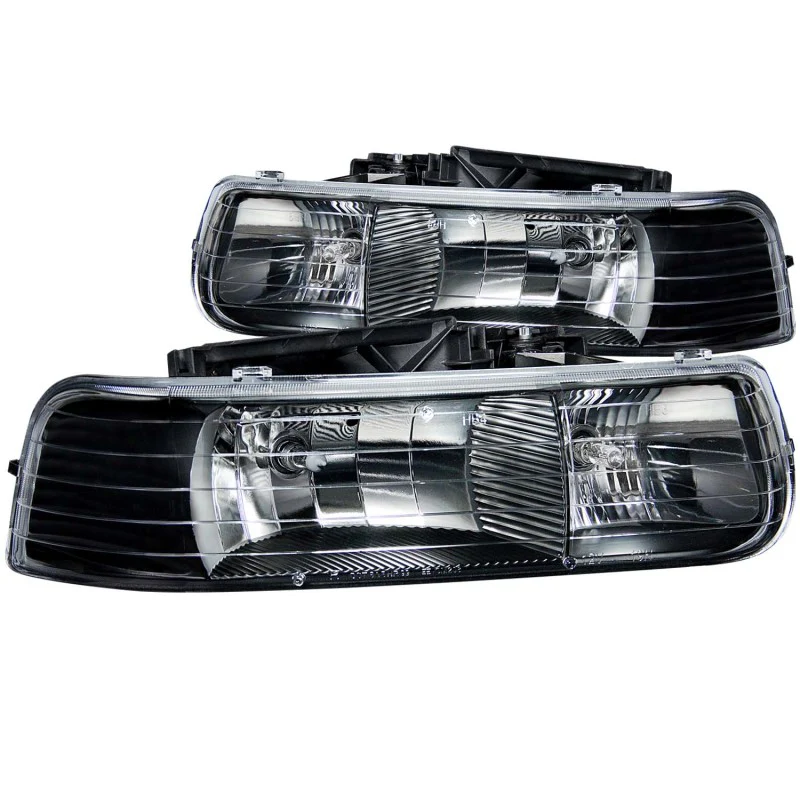 ANZO 1999-2002 Chevrolet Silverado 1500 Crystal Headlights Black - Image 2