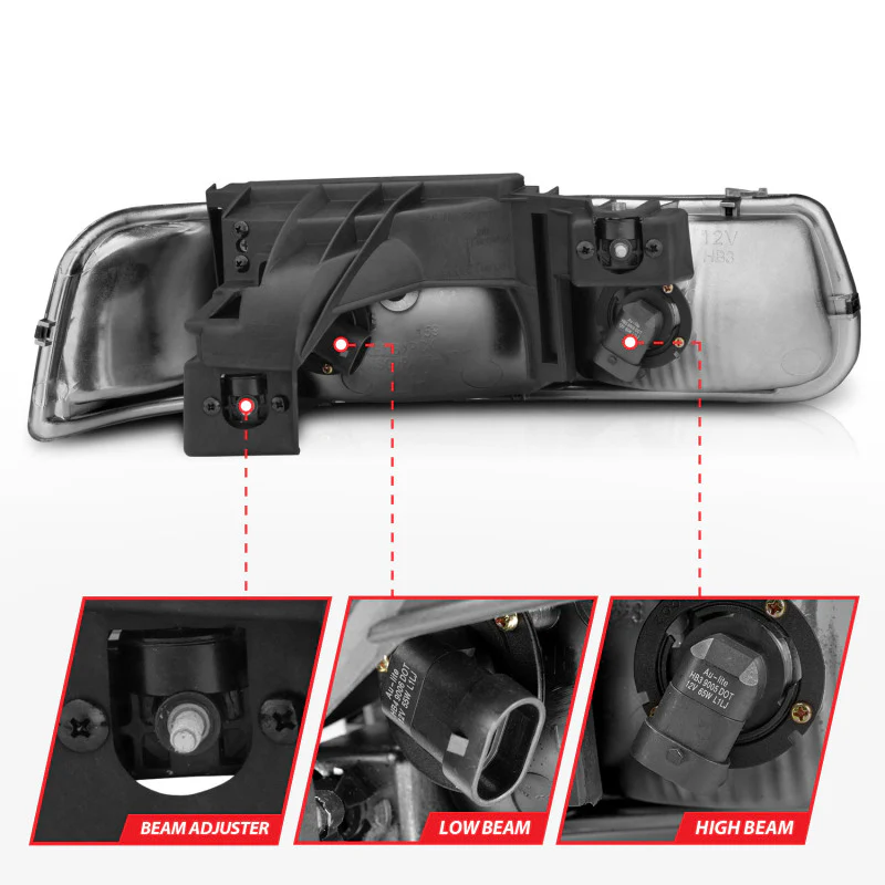 ANZO 1999-2002 Chevrolet Silverado 1500 Crystal Headlights Chrome - Image 12