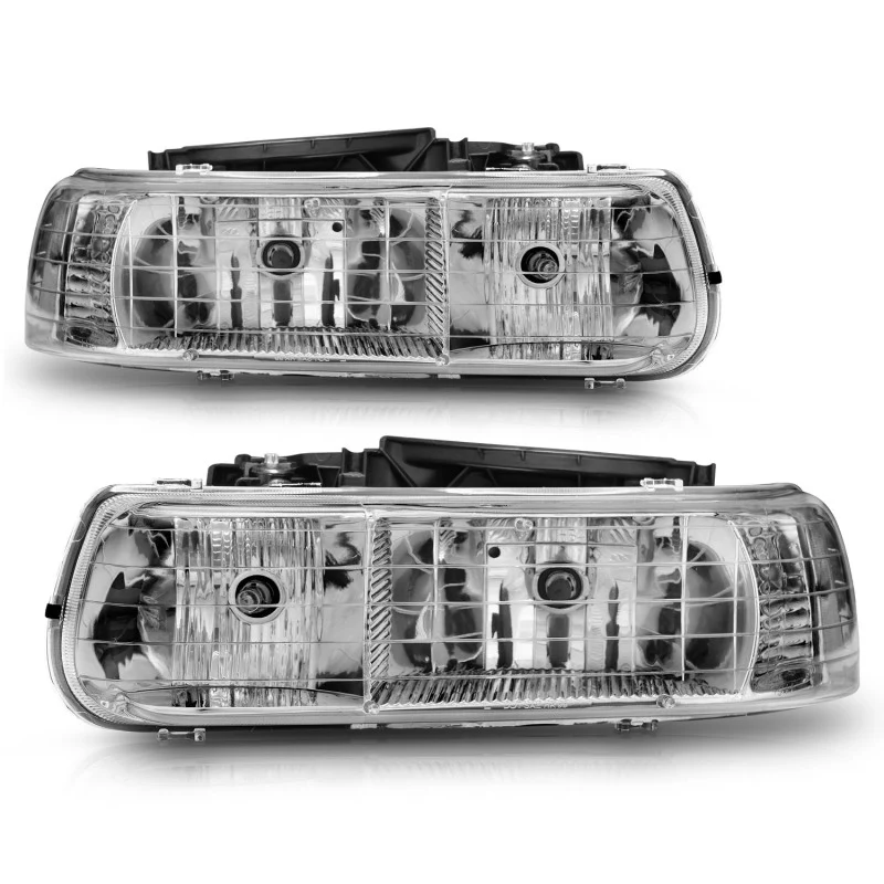 ANZO 1999-2002 Chevrolet Silverado 1500 Crystal Headlights Chrome - Image 13
