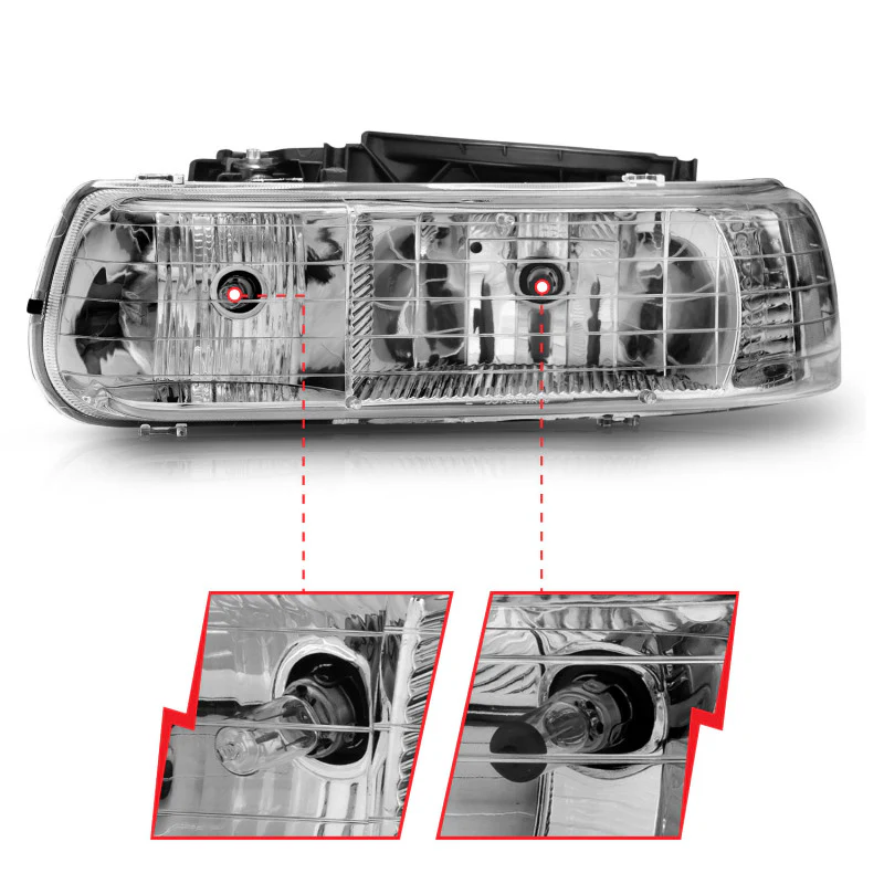 ANZO 1999-2002 Chevrolet Silverado 1500 Crystal Headlights Chrome - Image 4