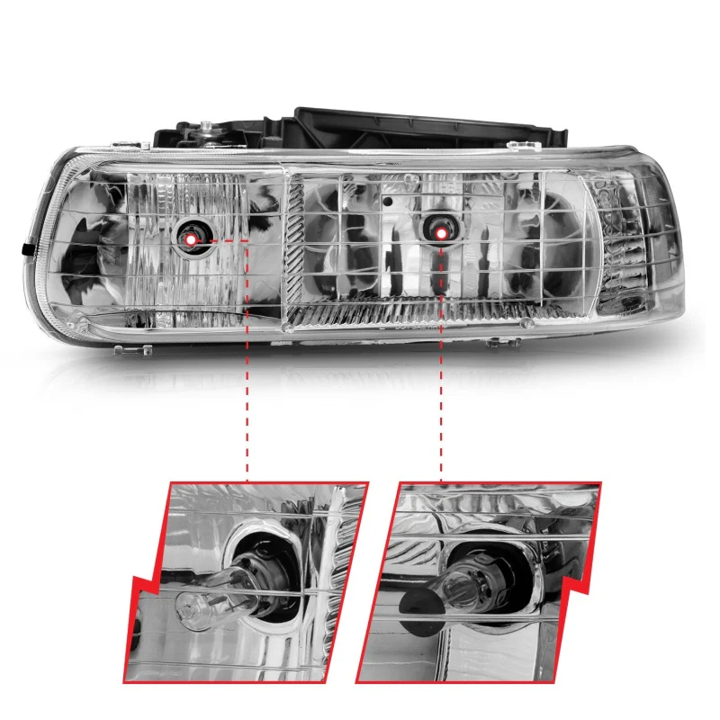ANZO 1999-2002 Chevrolet Silverado 1500 Crystal Headlights Chrome - Image 9