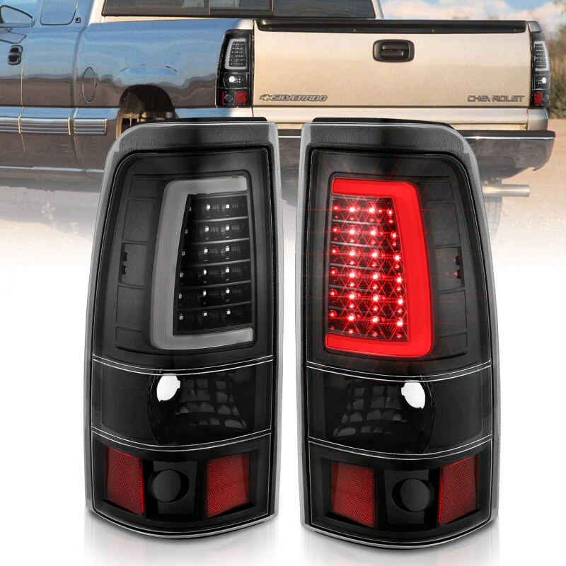 ANZO 1999-2002 Chevy Silverado 1500 LED Taillights Plank Style Black w/Clear Lens - Image 2