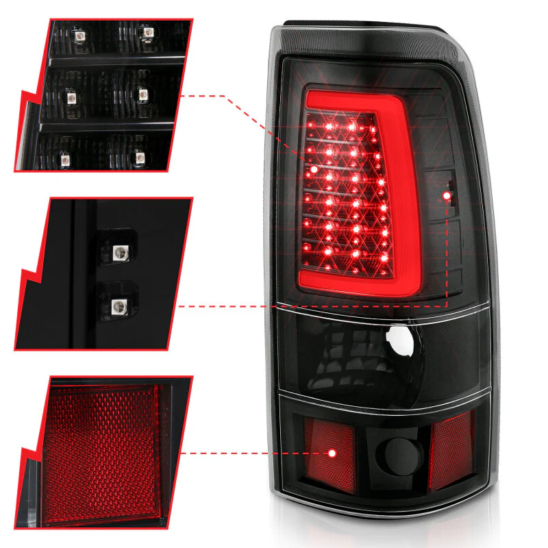 ANZO 1999-2002 Chevy Silverado 1500 LED Taillights Plank Style Black w/Clear Lens - Image 8